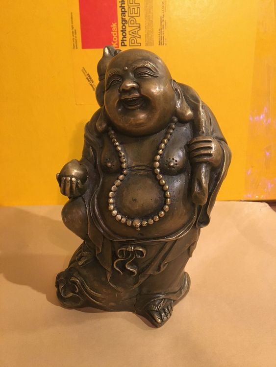 Lachender Buddha Statue Aus Stein - Kleiner Mönch Für Home & Office Dekoration
