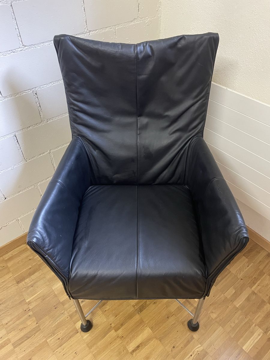 Stühle: Designer Leder Sessel Chrom Schwarz Stuhl – Gebraucht aus Bülach von blanikwhatelse