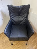 Designer Leder Sessel Chrom Schwarz Stuhl