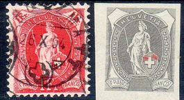 STEHENDE HELVETIA 75E 1FR  GESTEMPELT ERHALT SIEHE SCAN H24