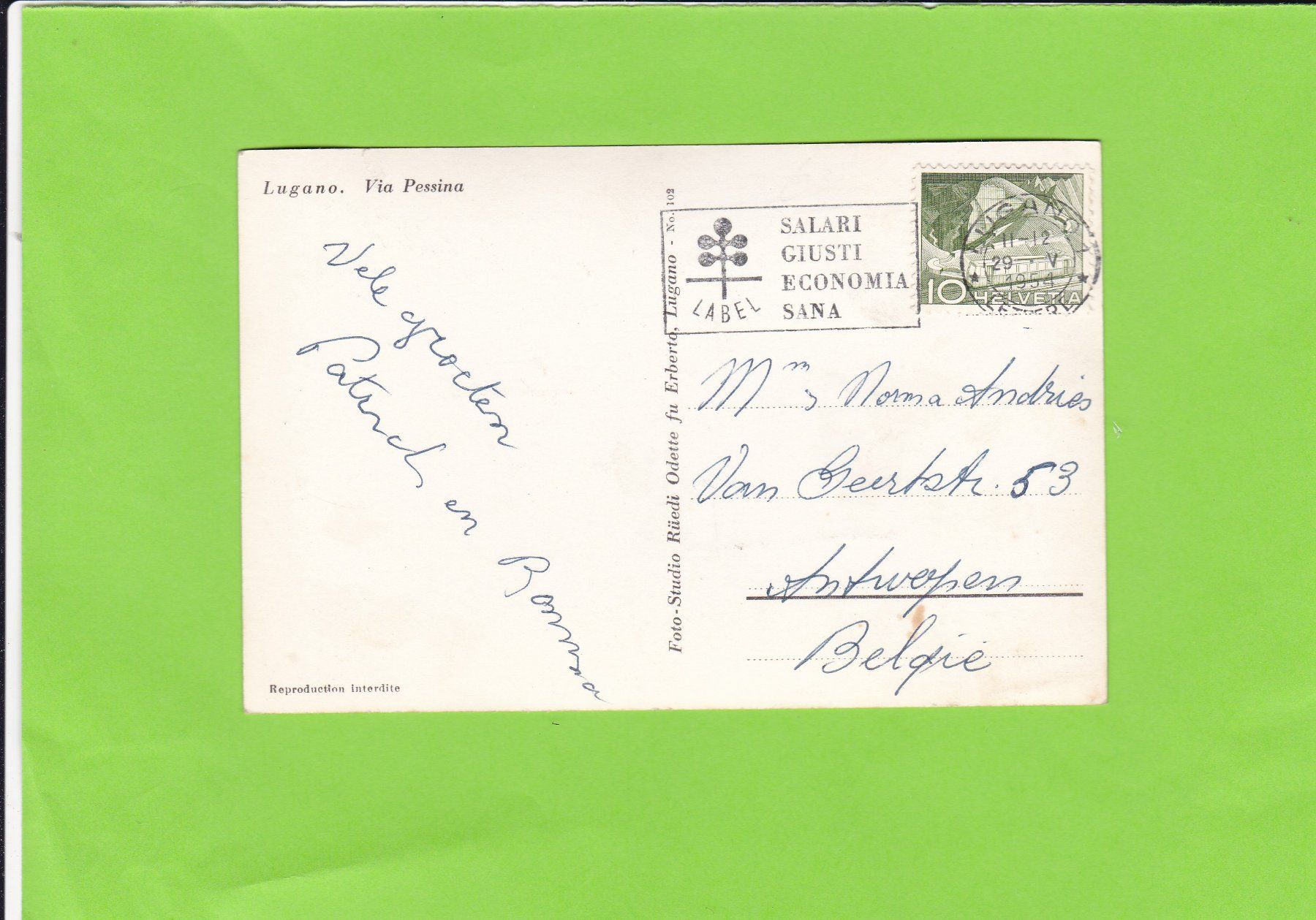 Cartoline postali: Lugano-Via Pessina – Usato da St. Peterzell venduto da neckertal 1