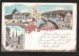 #Gruss aus Luzern , Litho , gel. 1906
