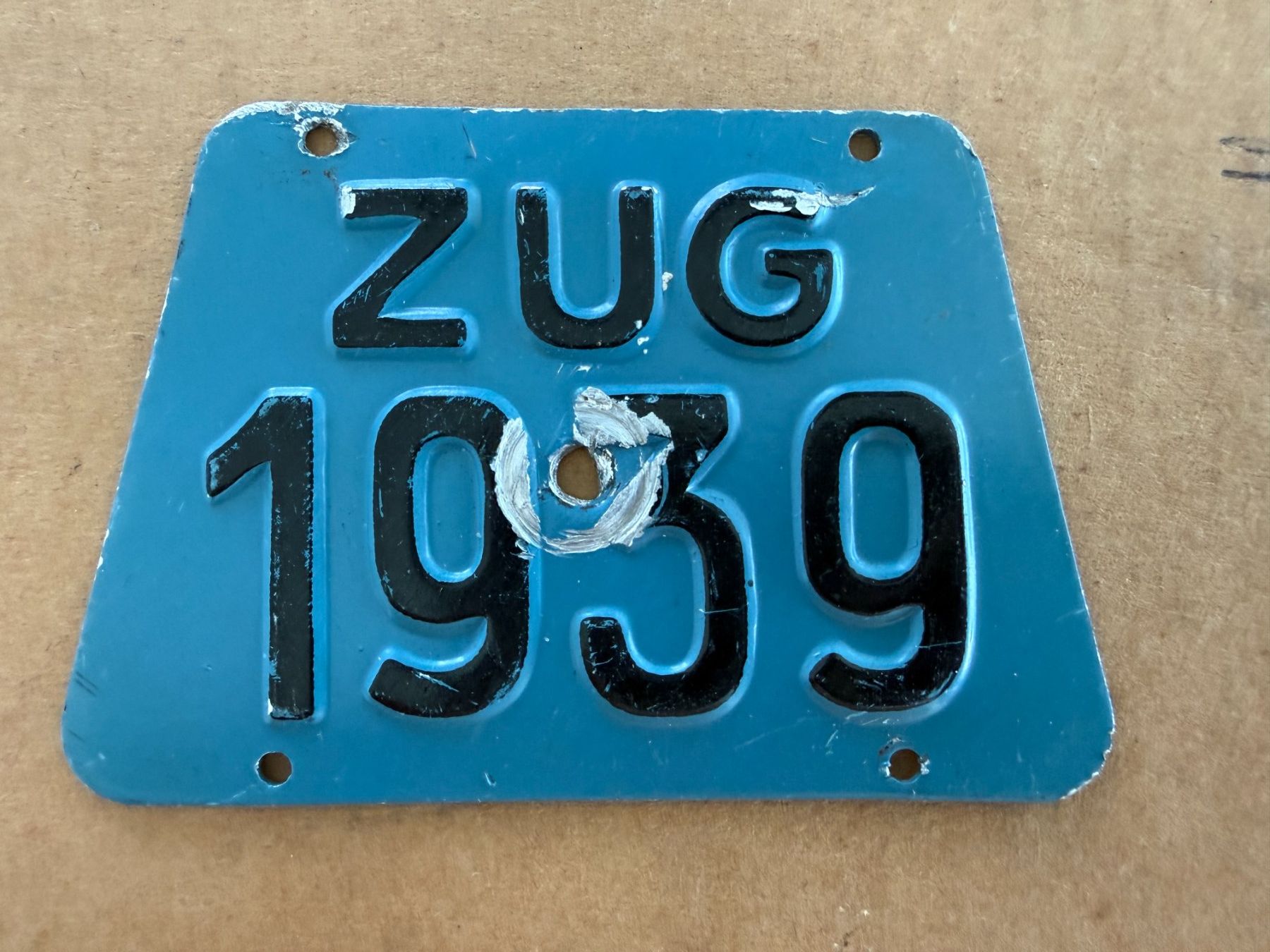 Insegne: Velonummer Zug 1939 – Usato da Niederwil AG venduto da PlateSale19
