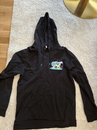 Sweat à capuche noir avec motif multicolore taille L