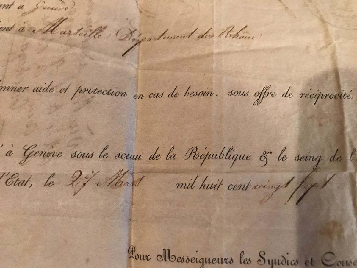 Dokumente: Ancien document officiel Genève 1827 – Defekt aus Genève von  4