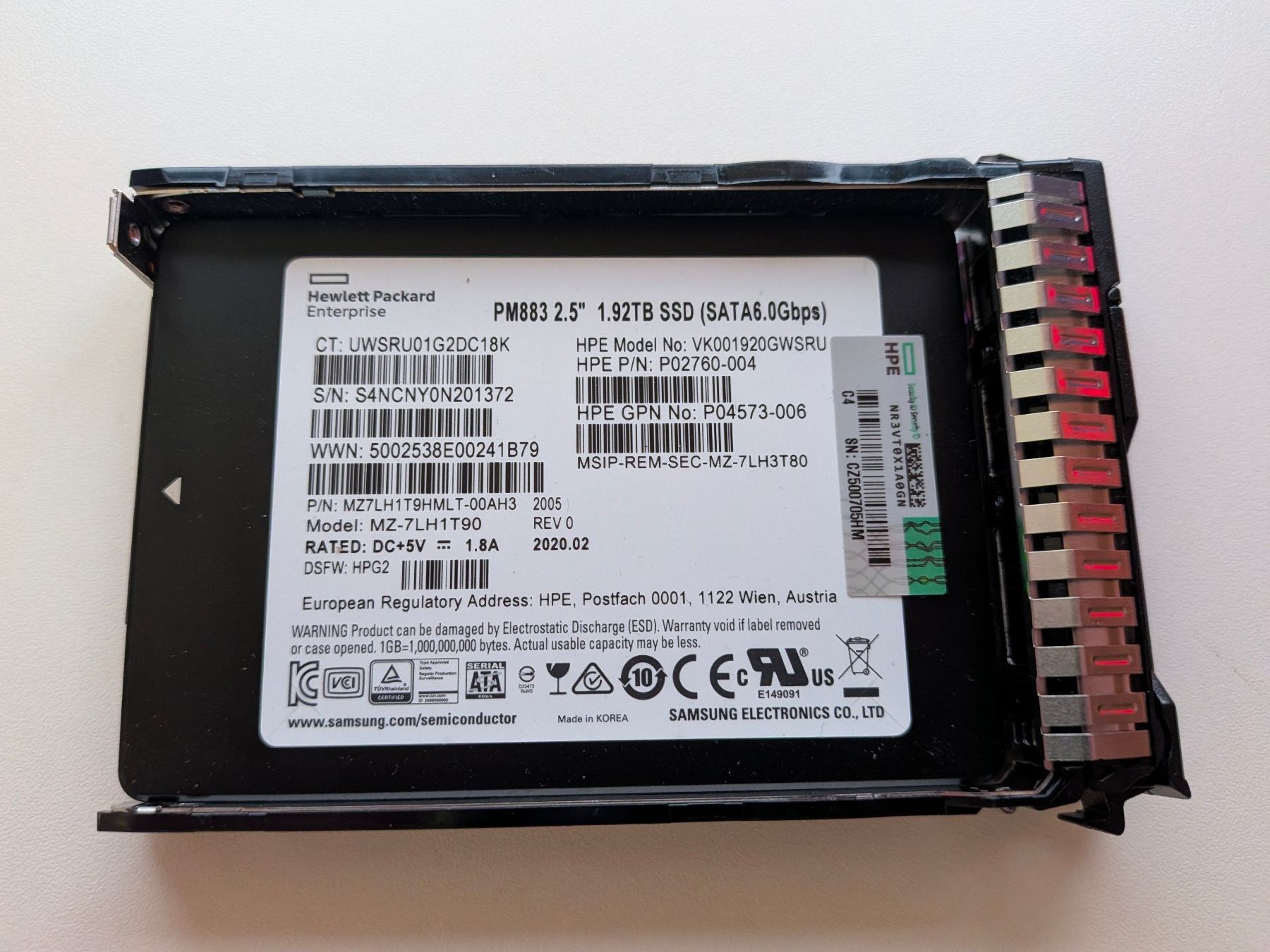 Samsung Dischi rigidi: Samsung PM883 1.92TB 2.5" SSD SATA-III – Usato da Amriswil venduto da hardware_uschi