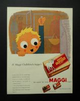 Maggi Kalbfleisch Suppe, Original-Reklameblatt 1955