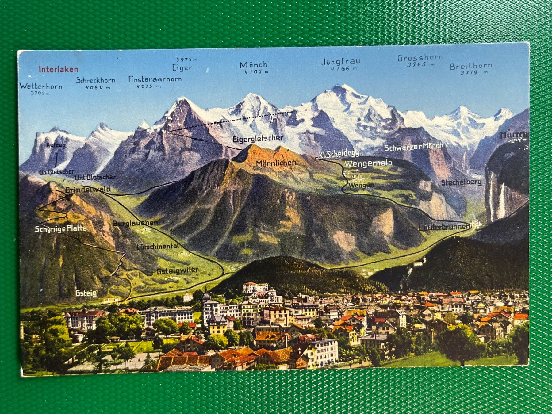 Cartoline postali: Interlaken - Gsteig - Lauterbrunnen - Panorama – Usato da Steg VS venduto da _vinci_