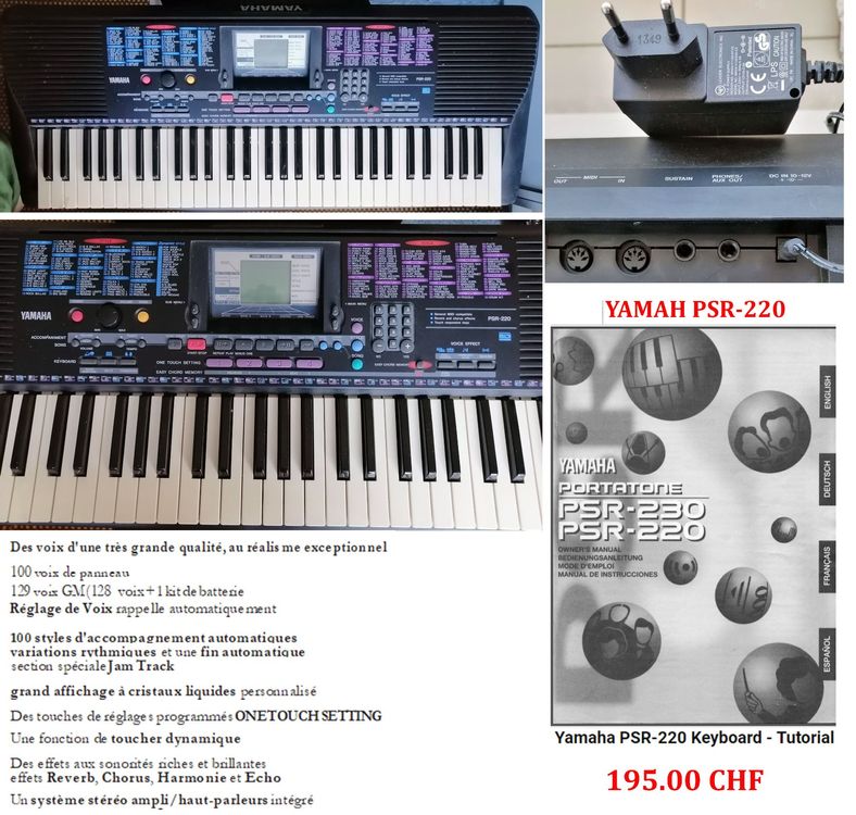 Alimentatore AC/DC Per Tastiera Yamaha PSR-220, PSR-248, PSR-260, PSR-270 (ABLEGRID)