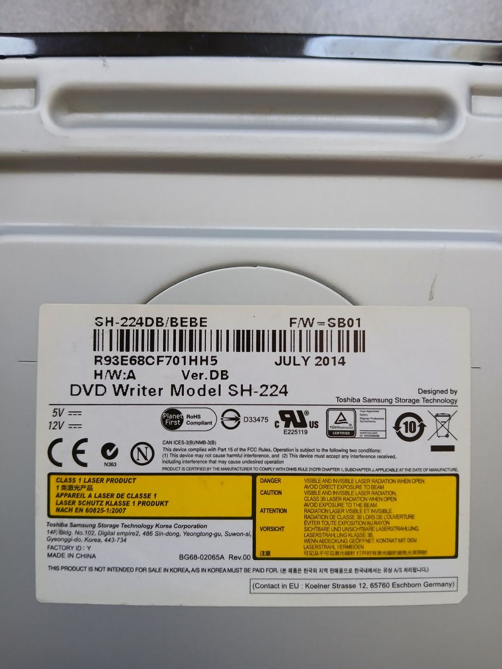 Componenti elettronici: Samsung SH-224DB/BEBE Interner 24x DVD/CD Brenner – Usato da Reinach AG venduto da gra_dvs5 1
