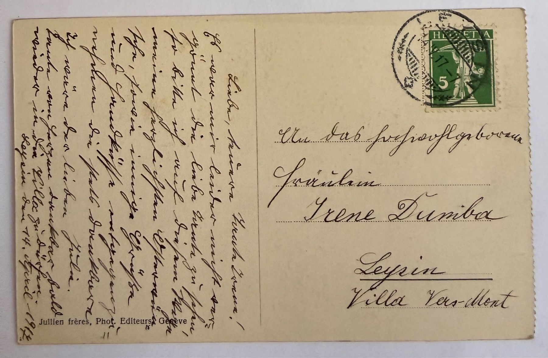Ansichtskarten: Leysin - Belle vue de 1917 – Gebraucht aus Lutry von Ediego 1