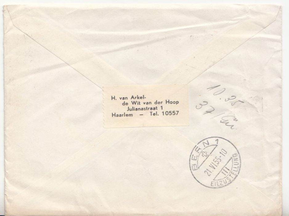 Tutti i francobolli: NL Harlem - Bern Express 1955 – Usato da Bürglen TG venduto da StampGraf 1