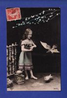 ENFANT - Jeune fille et pigeons