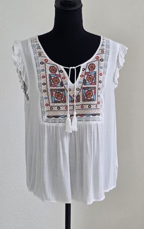 Bluse Weiss Grösse M Koröshi Collection Stickerei ,Neu