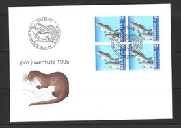FDC Pro Juventute  Viererblock 1996