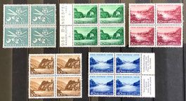1956  Pro Patria -  Seen und Wasserläufe Viererblock Satz **