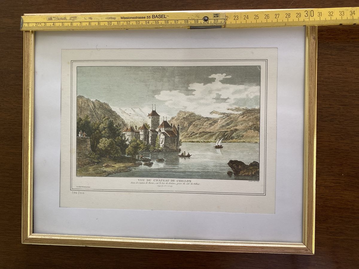Grafica & Litografie: Chillon Schloss Lithographie, gerahmt - Wunderschöne Ansicht – Nuovo (secondo la descrizione) da Illnau venduto da Sniwi67 3