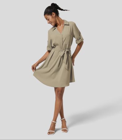 Arbeitshemdkleid mit Kragen Khaki Grösse S -ovp
