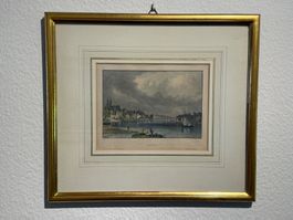 Basel am Rhein – kolorierter Stahlstich 19. Jh.