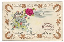 Samt- und Seiden-Applikation - Neujahr - Präge-Litho - 1905