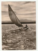 AK 1957, Segelboot Postkarte vom Bodensee