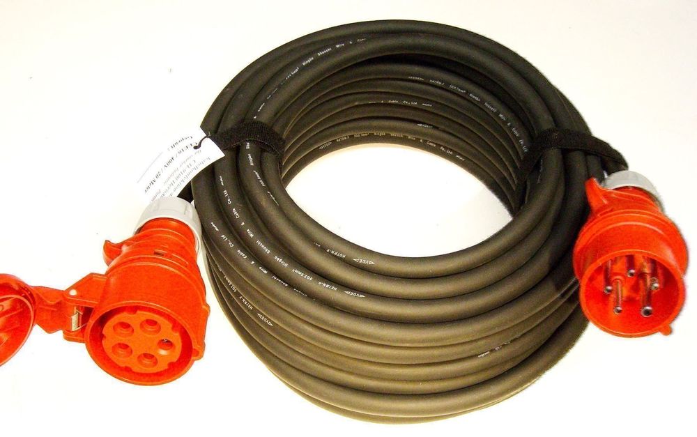 Starkstromkabel 16A 10m Orange - H07BQ-F 5x1,5mm² CEE Verlängerung IP44