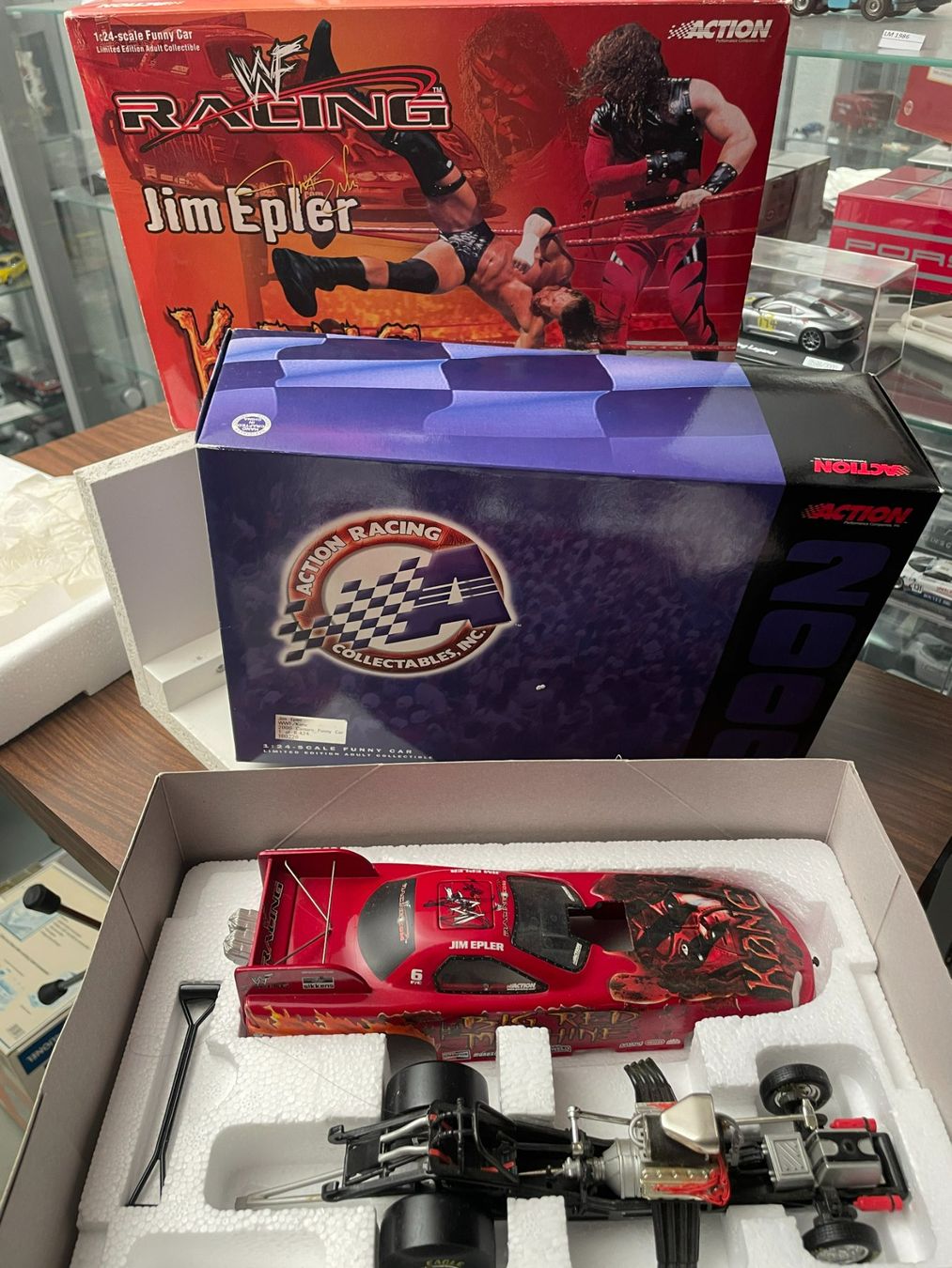 Chevrolet Modellini d'auto: Dragster 1:24 Chevrolet Camaro Jim Epler – Nuovo e nell'imballaggio originale da Wohlen AG venduto da Erelpowerline