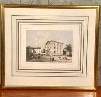 Antique Print Vevey (Le College) after Linck c.1800 Framed