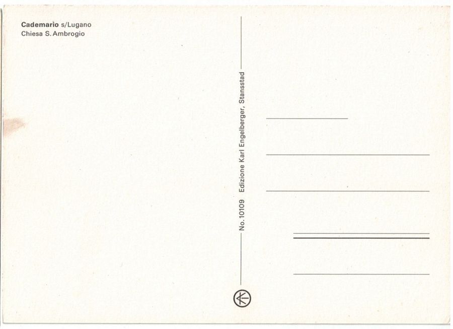 Cartoline postali: Cademario, chiesa S. Ambrogio – Usato da Frauenfeld venduto da POML 1