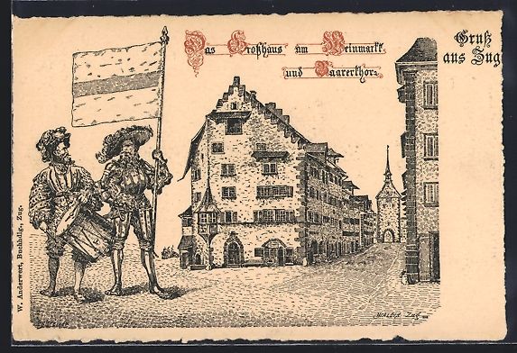Cartoline postali: Zug, das Grosshaus am Weinmarkt – Usato da Berlin venduto da bartko-reher