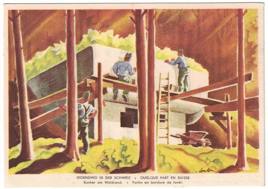 Cartoline postali: Grenzbesetzung 39/40, Bunker am Waldrand – Usato da Frauenfeld venduto da POML