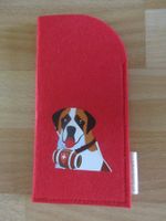 Brillenetui rot mit Motiv Bernhardiner