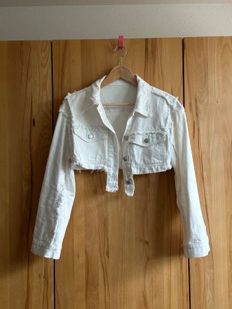 Jeansjacke Cropped Weiss Damen