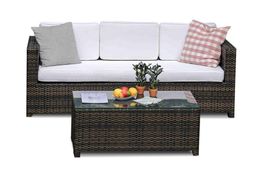Rattan Sofa 3-Sitzer braun
