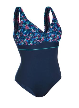 Maillot de bain une pièce fleuri bleu marine TL neuf