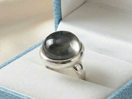 Stilvoller Designer Silberring 925 mit Bergkristall-Cabochon