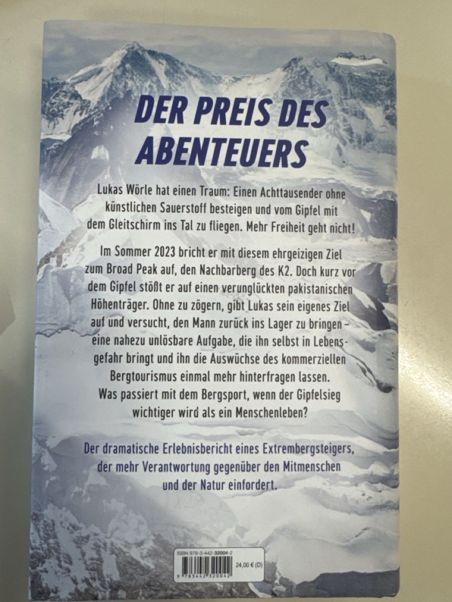 Bücher: Lukas Wörle Gratwanderung  Extrembergsteiger  Buch – Gebraucht aus Zürich von Smarties13 1
