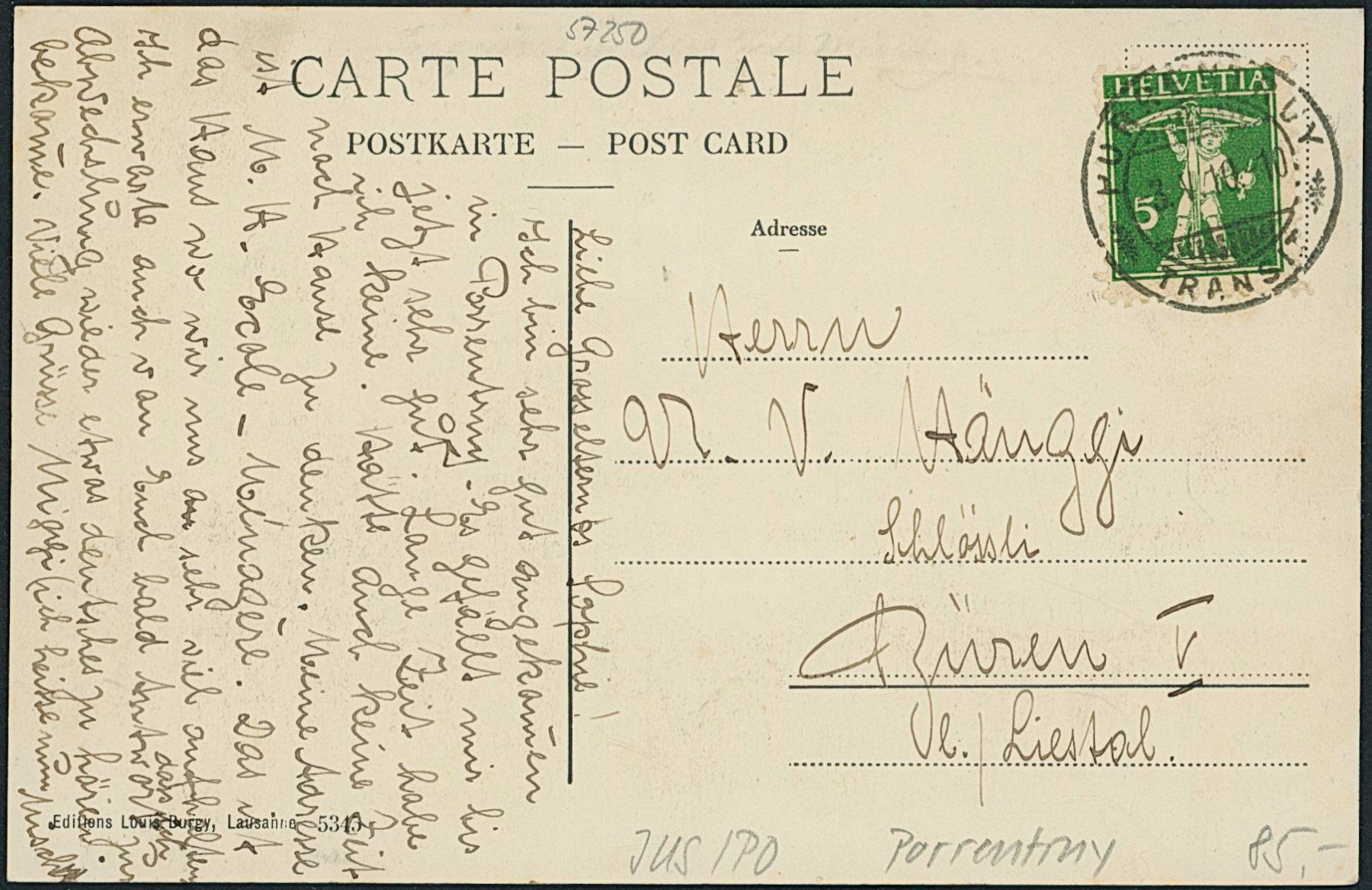 Cartoline postali: JUS Porrentruy – Usato da Schindellegi venduto da leecollect 1