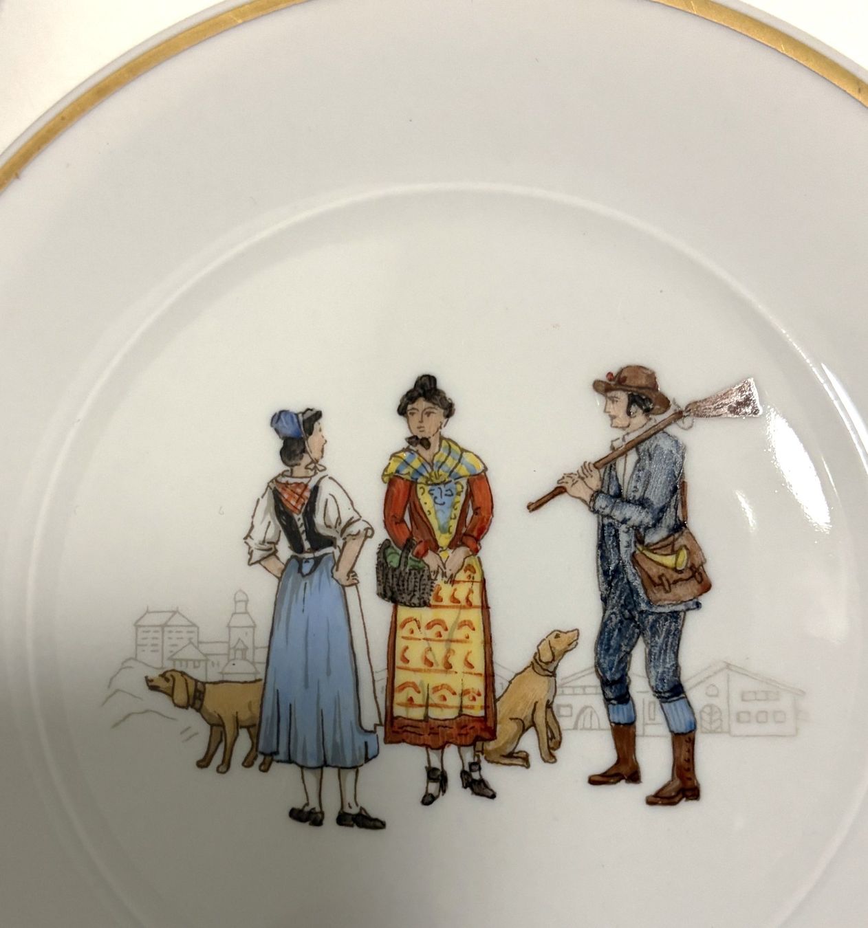 Set di piatti: Langenthal Mocca Set 3teilig Trachten handbemalt Grisons TOP – Usato da Wangen b. Olten venduto da Buntgemischt 2