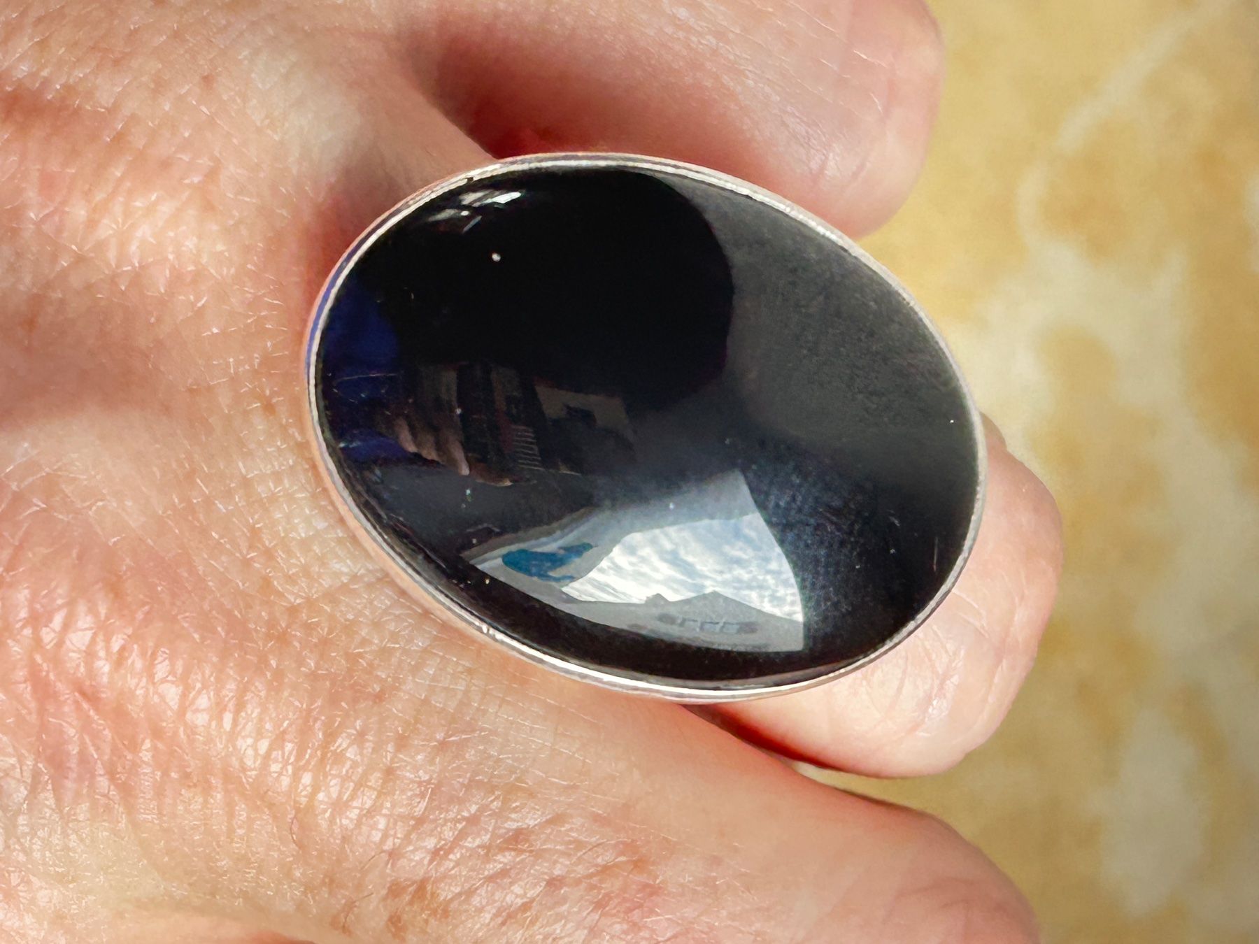Anelli: Grosser Onyx Ring Silberfassung (Grösse 55) – Usato da Laufen venduto da belleskulptur 2