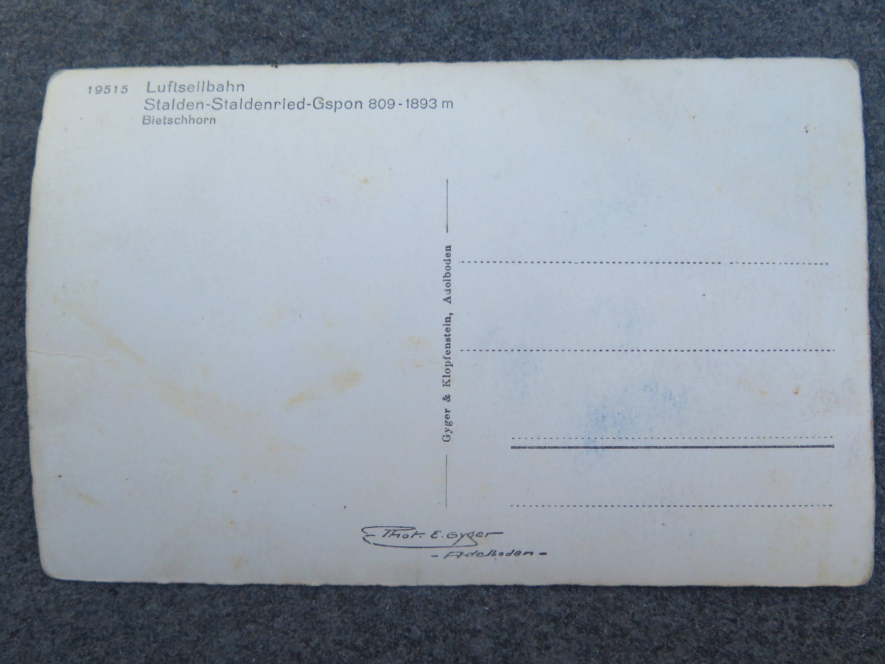 Cartoline postali: STALDEN - STALDENRIED-GSPON - LUFTSEILBAHN – Usato da Wittenbach venduto da lipasal 1