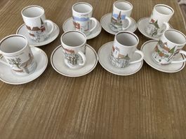 Langenthal Suisse Espresso Tassen Set mit Sujets Städte 51