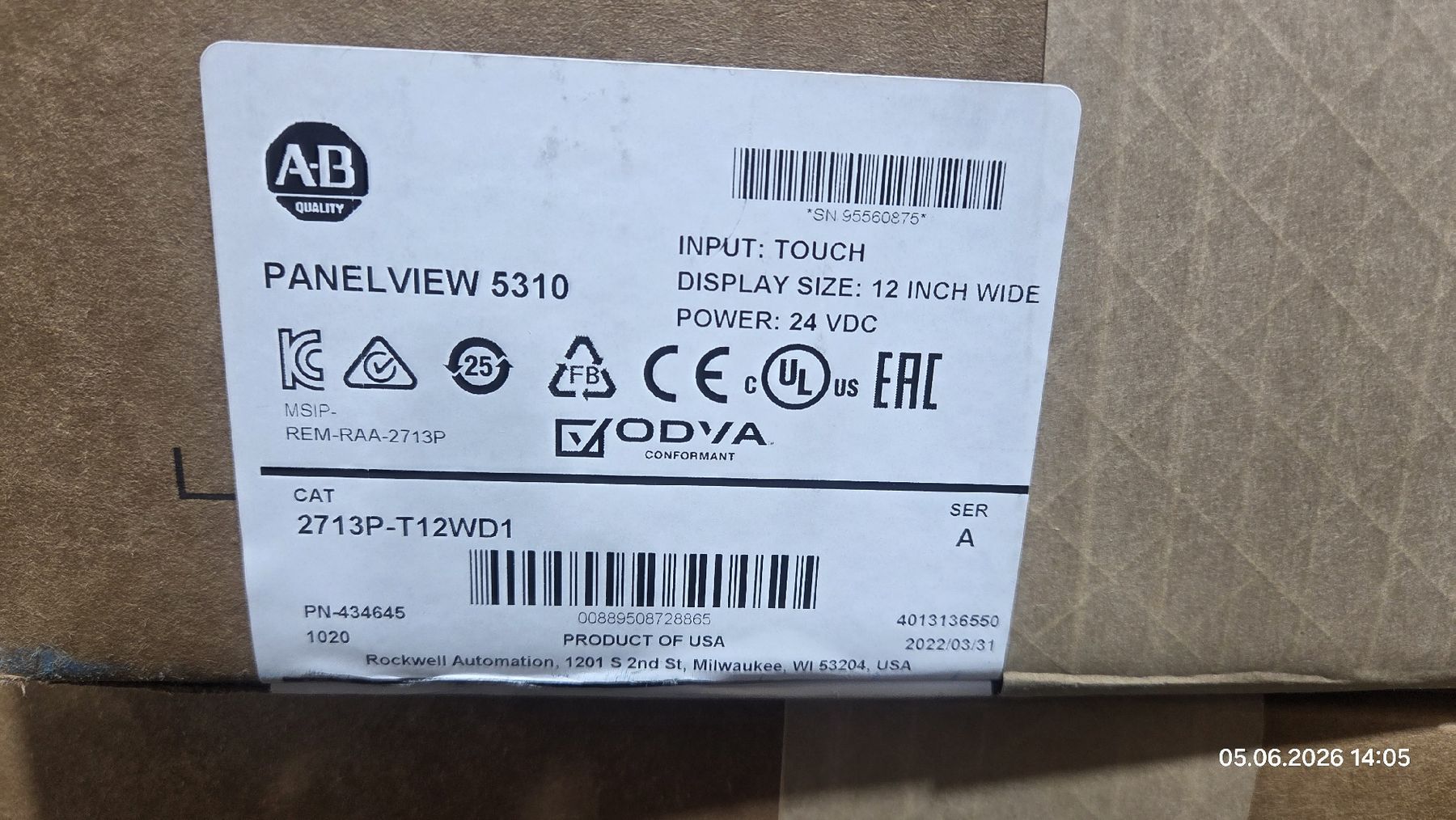 PC: Allen-Bradley PanelView 5310 Terminal 12Inch Touch Wide – Nuovo e nell'imballaggio originale da Bättwil venduto da McG_24
