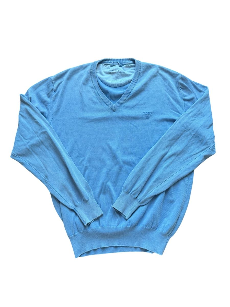 Gant Pullover & Sweatshirts: Pull Gant bleu col V taille XL 100% coton – Gebraucht aus Baulmes von resel_.tm