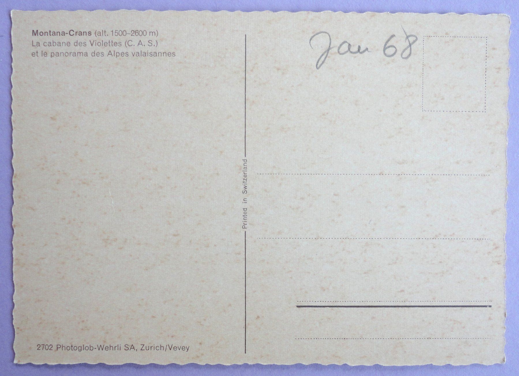 Cartoline postali: Montana-Crans – Usato da Fétigny venduto da Billy2miny 1