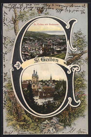 Cartes postales: St. Gallen, Teilansicht mit Kirche, Pano – D'occasion à Berlin par bartko-reher