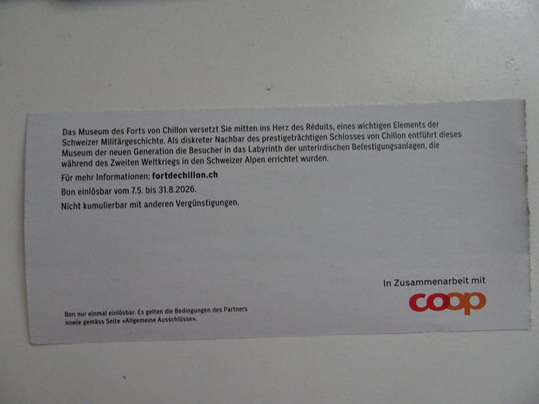 Buoni: 30% Rabatt Museum Fort de Chillon – Nuovo (secondo la descrizione) da Winkel venduto da rsuzh 1