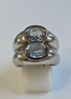 Ring Silber mit 2 Topas Steinen Grösse 57 Neu