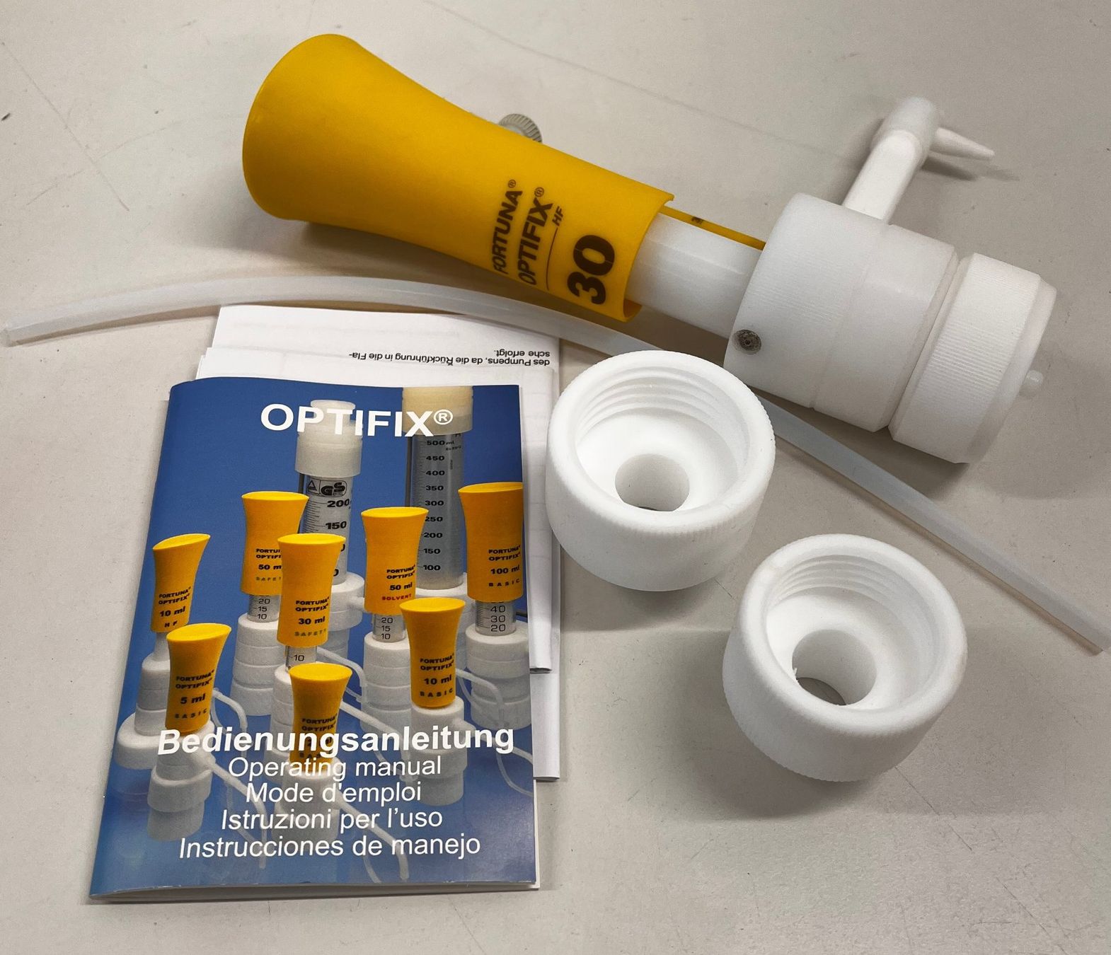 Accessori da laboratorio: Optifix Universal Flaschenaufsatz-Dispenser 30ml – Usato da Niederdorf venduto da LeptonAG_Labor
