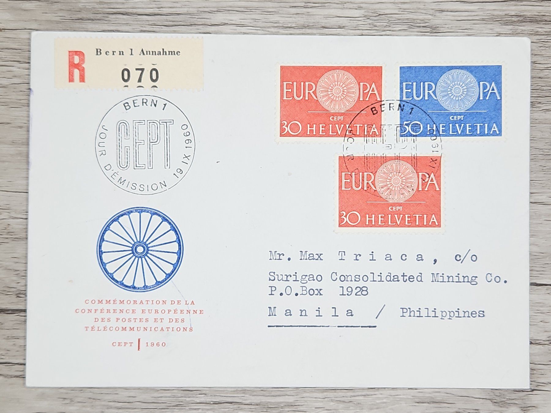Tutti i francobolli: CL17 Enveloppe + Timbre Suisse 1960 – Usato da Cousset venduto da Patrick_Collections